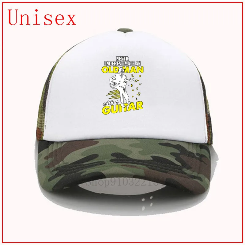 never underestimate an old man with a guitar white black hat baseball cap fashion style hats for women golf hijab caps | Аксессуары для