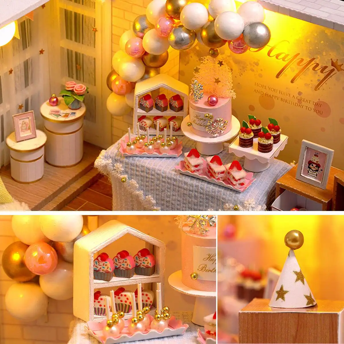 

LED Lights Doll House DIY Miniature Furniture Dollhouse 3D Model Wooden Toy Furnitures Dolls Home Attic Craft Toys Birthday Gift