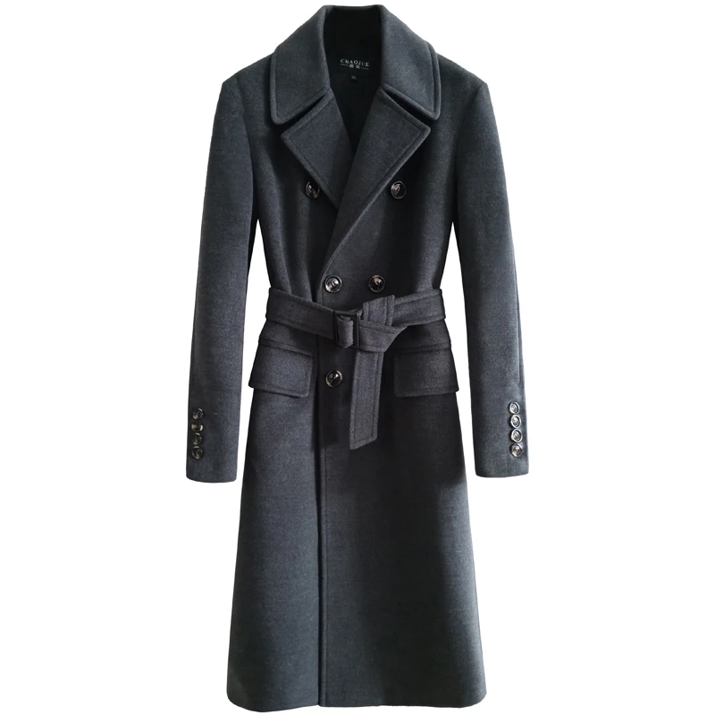 Новое модное двубортное пальто зимнее длинное повседневное плотное мужское