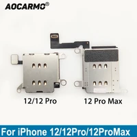 aocarmo dual sim card tray socket reader holder slot flex cable repair parts for iphone 12 12 pro 12pro max