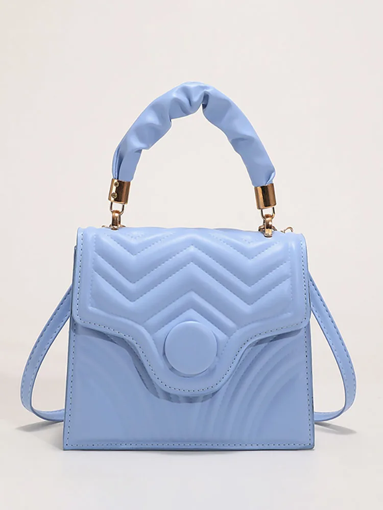 

Женская элегантная сумка на плечо, однотонная текстурная сумка из искусственной кожи, роскошные женские плиссированные квадратные сумки-м...