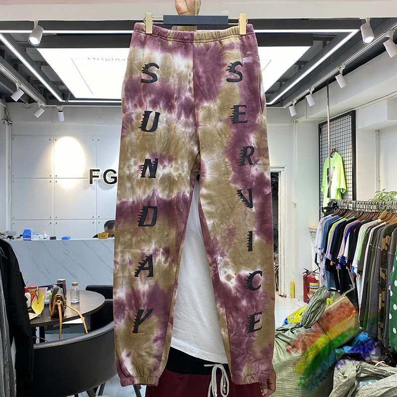 Брюки Tie Dye Kanye West махровые Хлопковые Штаны в стиле хип-хоп обслуживание по