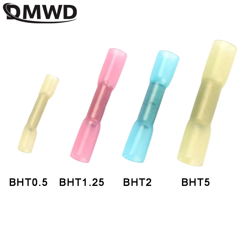 DMWD BHT0.5 BHT1.25 BHT2 BHT5 термоусадочный водонепроницаемый Средний разъем терминал нейлон латунь терминал 20 шт. BHT Храповые плоскогубцы