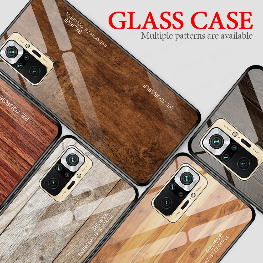 wood grain tempered glass phone case for xiaomi redmi note 10 pro case tempered glass case redmi note10 pro 10 note 11 pro cover free global shipping