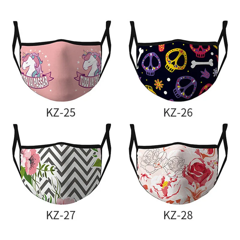 

3D Non-Woven Adult Mouth Mask Cute Cartoon Digital Print Face Mask Fashionable Women Men knitting Dust-Proof Breathable Washable