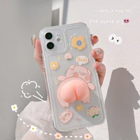 three dimensional pig ass top mobile phone case for iphone 12 11 pro max xs x xr 8 plus se silicone shockproof protective cover