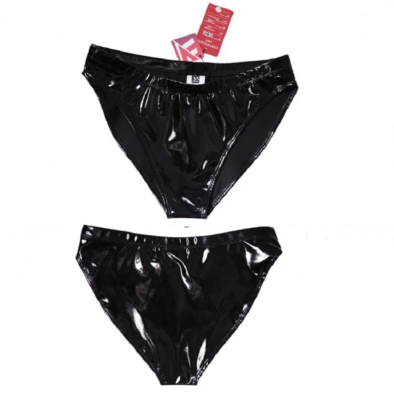 Plus Size Panties Latex Ammonia Mirror Face Underwear Sexy Package Buttock Bright Lacquer Leather High Waist Ladies Pcontra-es images - 5