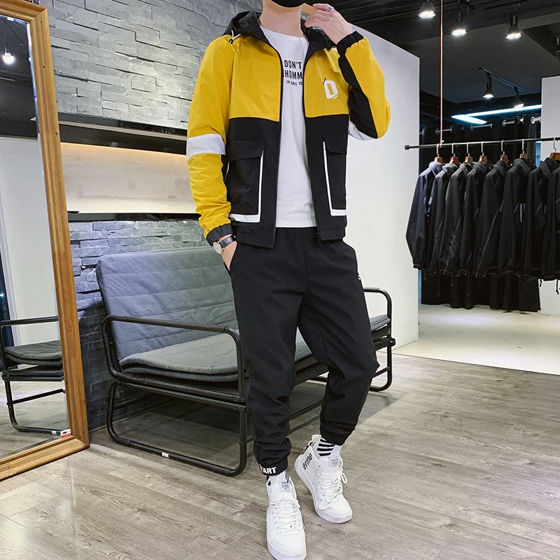 

Men's Sportswear Sets Autumn Polyester Fashion Men Two Piece Set Fashion Winter Tuta Sportiva Uomo Pants Sweatshirt Male BG50TZ