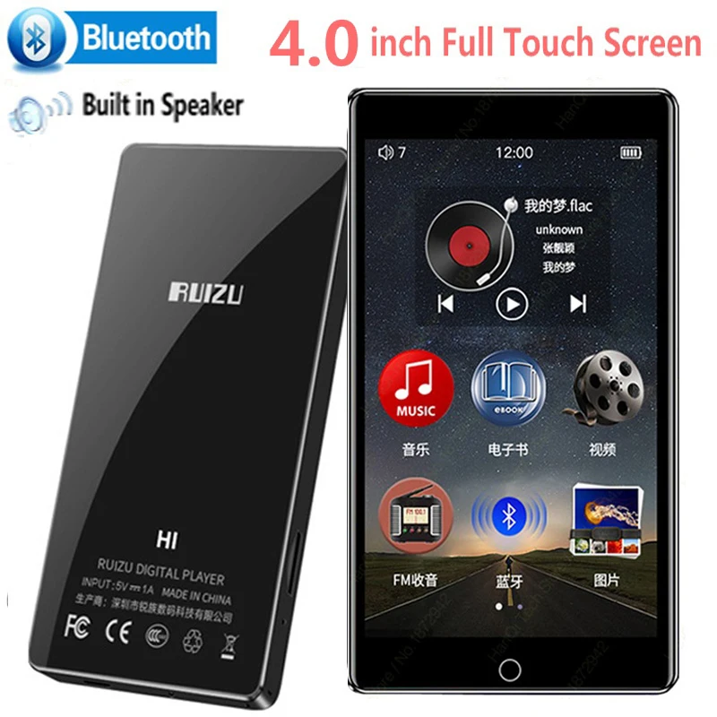 Новейший RUIZU H1 Bluetooth 5,0 MP4 плеер 4,0 дюймов полный сенсорный экран fm-радио запись электронная книга Музыка Видео плеер встроенный динамик