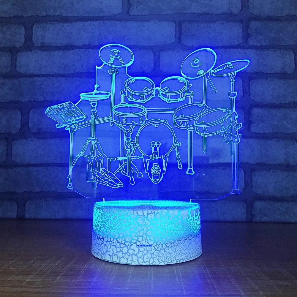 Набор с барабаном ночники 3D иллюзией 7 цветов дистанционным сенсорным
