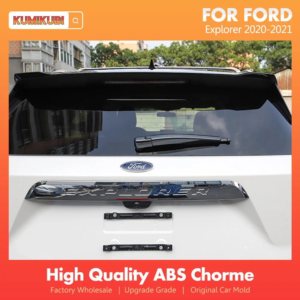 Cubierta de limpiaparabrisas Exterior y trasero, cubierta de limpiaparabrisas de fibra de carbono/ABS cromada para Ford Explorer 2020 2021