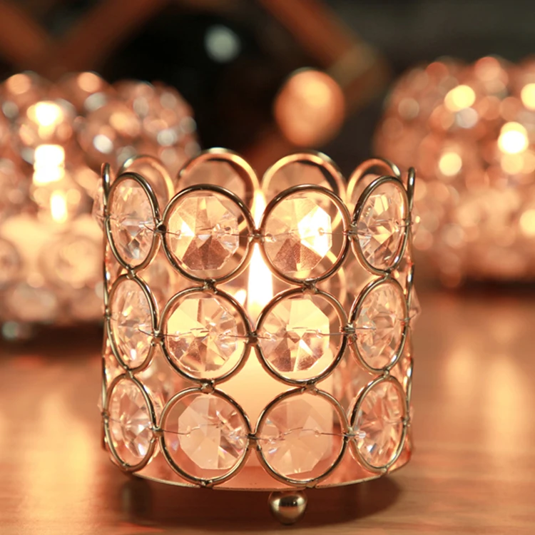 Crystal Candle Holder Nordic Table Dinner Metal Candlestick Cup Gold Silver Decoration Bougeoir Wedding Centerpiece FC160 | Дом и сад