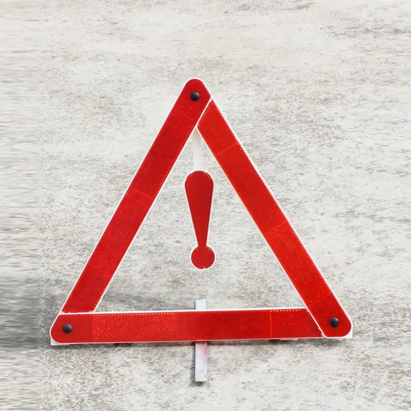 Аварийный красный светоотражающий треугольный предупреждающий знак ПВХ