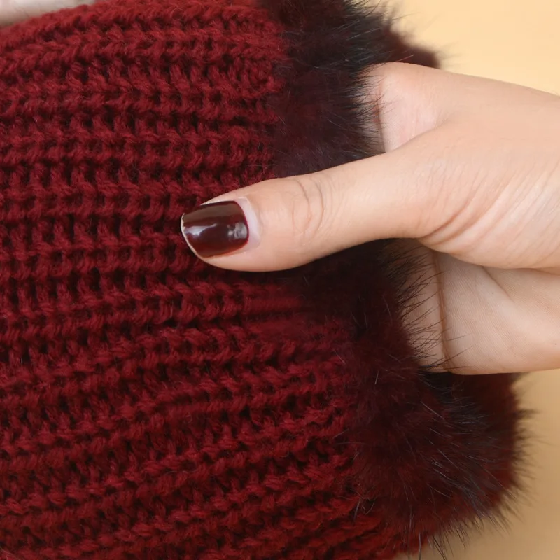 Шапка из натурального меха норки с высококачественной вязаной замшевой меховой