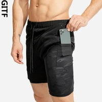 gitf mens 2 in 1 fitness running shorts camouflage lining quick drying training bodybuilding shorts workout jogging gym shorts