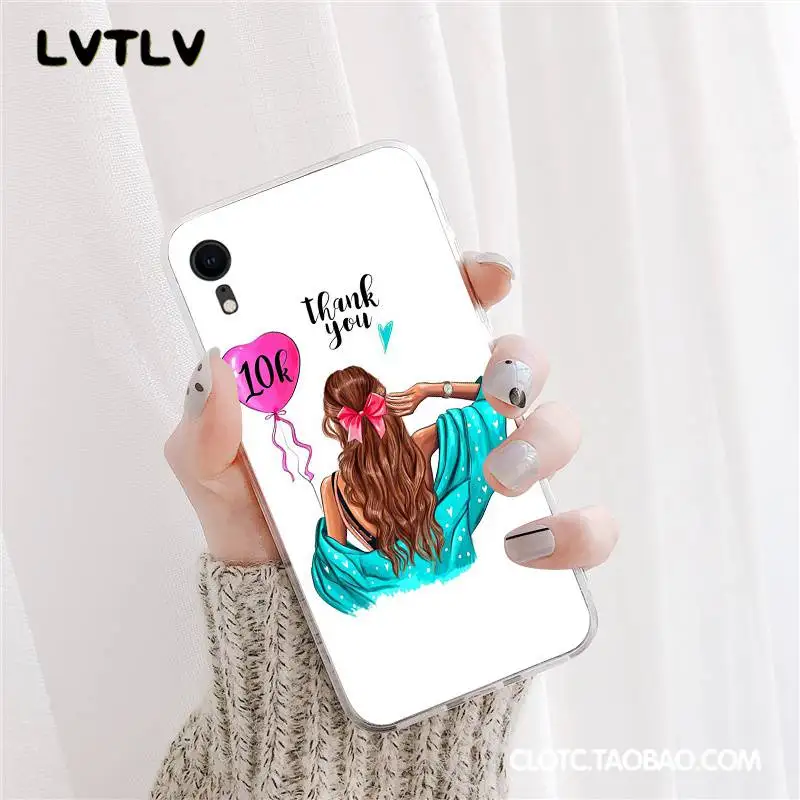 LVTLV Рождество принцесса девушка кофе Coque оболочки телефона чехол для iPhone 11 pro XS MAX 8