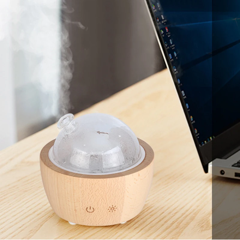 7-color LED Air Humidifier Glass Dome Wood Base Essential Oil Aroma Diffuser 12 W Portable Car Air Humidifier Accessories