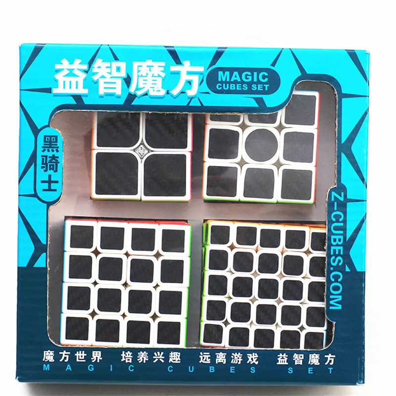 Zcube углеродное волокно черный рыцарь набор Подарочная коробка 2x2 3x3 4x4 5x5 Пирамида
