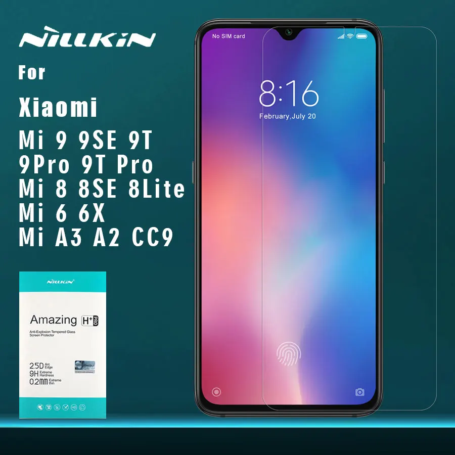 Закаленное стекло Nillkin 9H для Xiaomi Mi 9 Pro/9T Pro/9 SE/6/A3/A2/6X/CC9 Защитная пленка Mi9/Mi8/SE