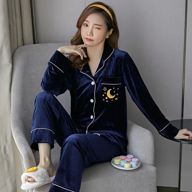 

2PCS Cardigan Pants Women Pajama Set Nightgown Velvet Bathrobe Sleepwear Long-Sleeve Nightwear Femme Pyjama халат женский Robe