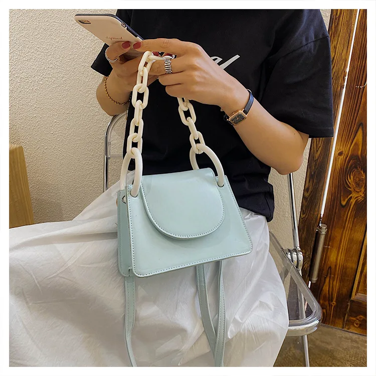 

Thick Chains Totes Shoulder Bag for Women 2021 Stylish Crossbody Bags Designer New Mini PU Leather Handbags Messenger Bag Pures