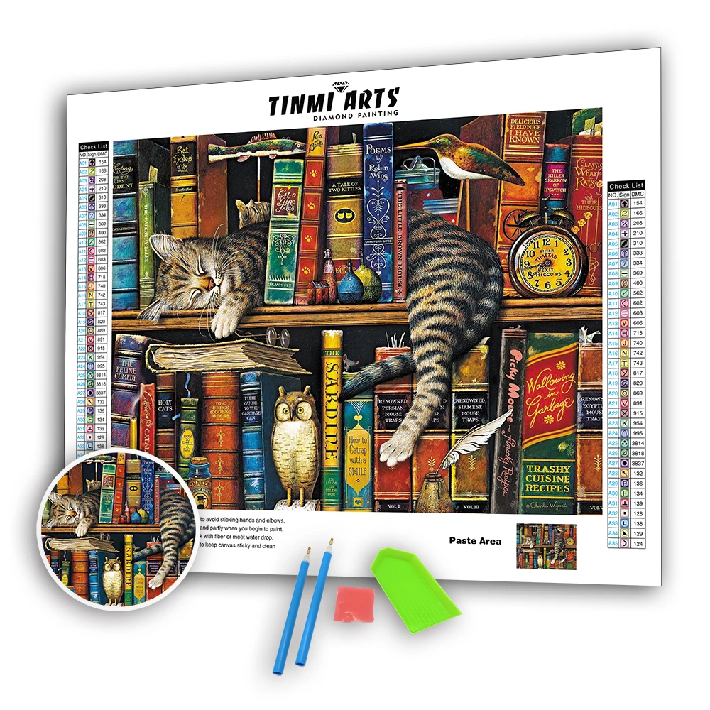 

5d Poured Glue Diamond Painting Kits Scalloped Edge Full Drill Round Sleeping Cat Mosaic Accessorie Animal Rhinestones Art Decor