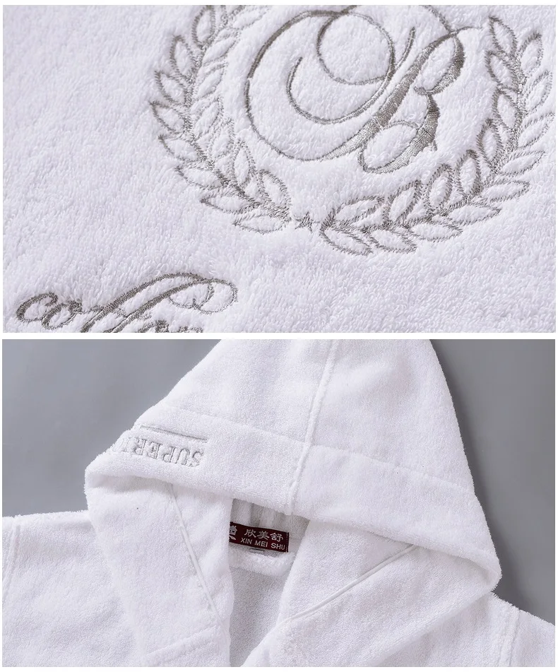 Халат-кимоно с вышивкой для мужчин и женщин Толстая теплая одежда капюшоном