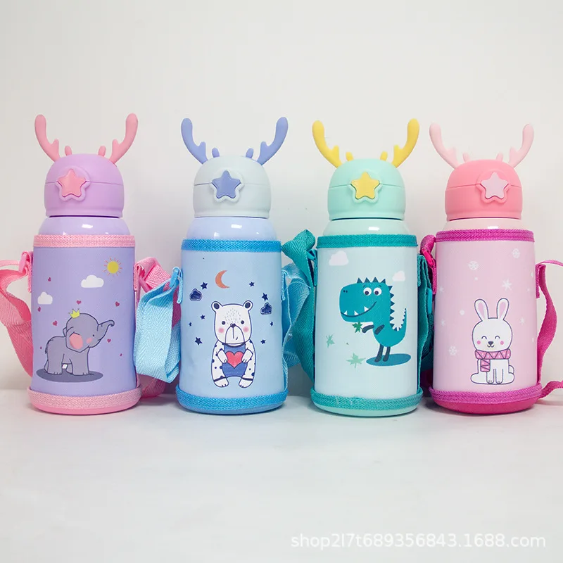 Детская чашка для воды из нержавеющей стали 316, соломенная чашка с крышкой для чашки, детская чашка для сохранения тепла, чашка для воды с мул...