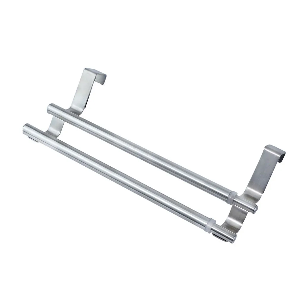 

Double Layers Cabinet Drawer Towel Hanging Rack Kitchen Bathroom Door Hanger Stainless Steel Telescopic Towel Racks