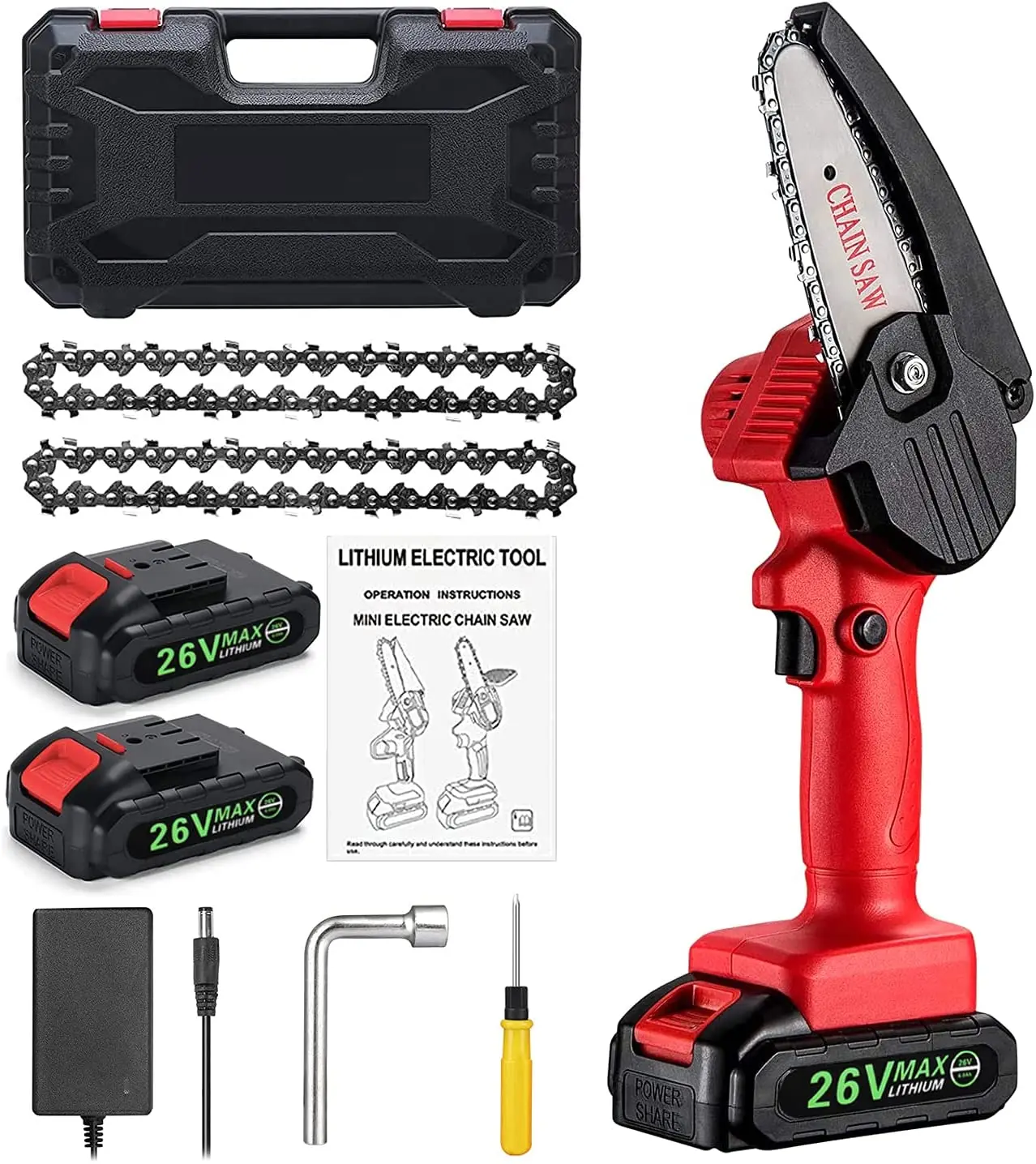 

Mini Chainsaw, 4-inch Cordless Electric Chainsaw with 26V Rechargeable Battery, Handheld Cordless Portable Metal wall plate