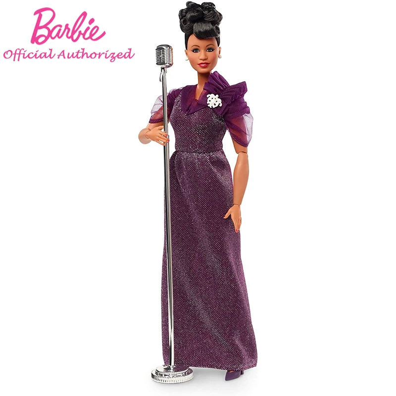 

Barbie Inspiring Women Series Ella Fitzgerald Collectible Doll 12-Inch Purple Gown Microphone Accessory Kid Toy GHT86 For Girls