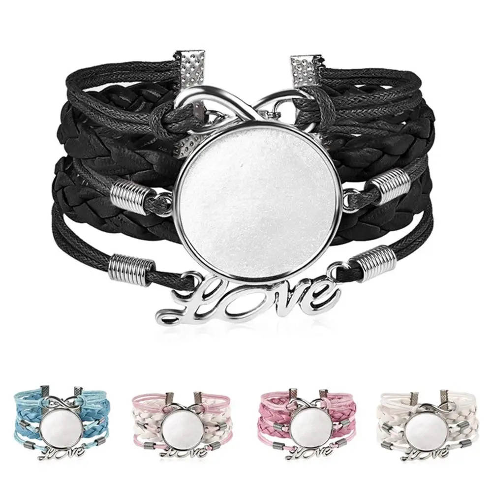 5 шт. кожаный браслет Безель пустая основа подходит для 25 мм круглых стеклянных