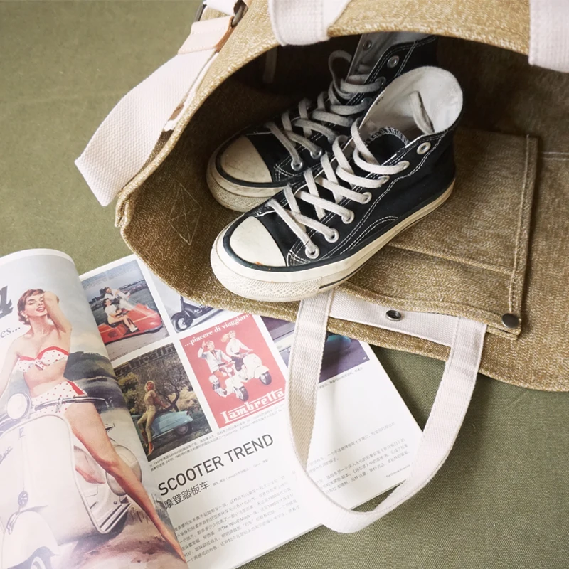 Оригинальная кожаная сумка ручной работы 24 унции тяжелая текстильная женская