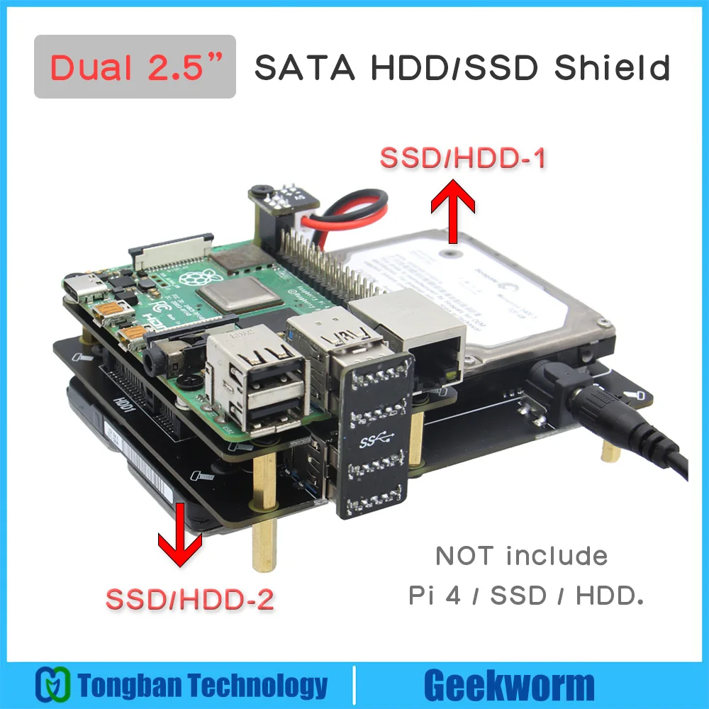 Raspberry Pi 4 Dual 2 5 &quotSATA HDD/SSD Shield X883 для Model B 8 ГБ/4 ГБ/2 ГБ | Компьютеры и офис