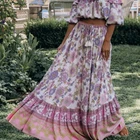 Женская пляжная юбка-макси с цветочным принтом, эластичным поясом