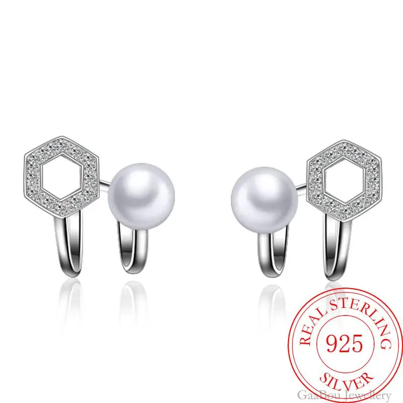 

High Quality 925 Sterling Silver Pearl Earrings Whirl Zircon Studs Earring Women Girl Ladies Jewelry Wedding Gift