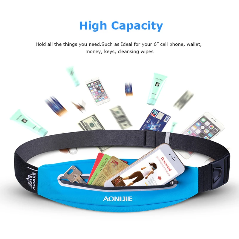 AONIJIE E919 Adjustable Slim Running Waist Belt Jogging Bag Fanny Pack Travel Marathon Gym Workout Fitness 6.0-in Phone Holder