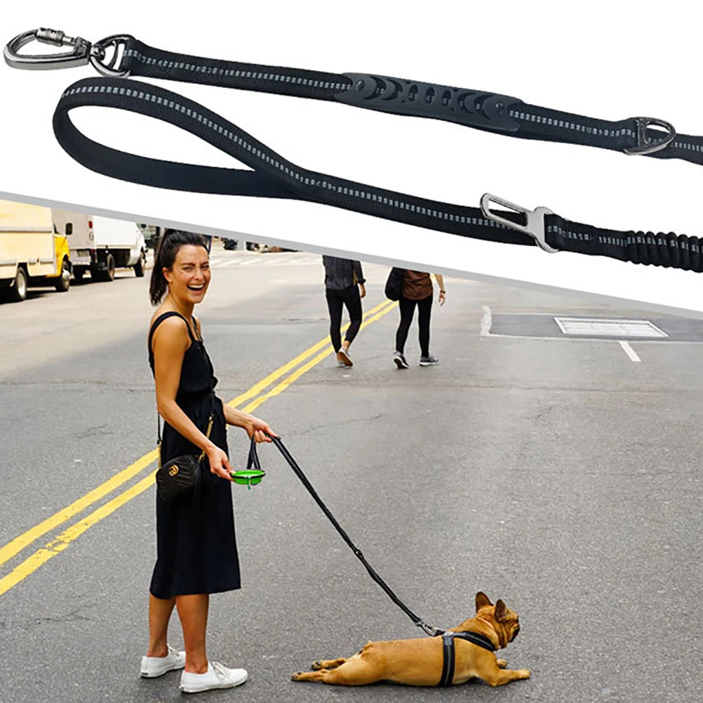 

Adjustable Universal Dogs Leash Collar Strong Pet Dog Lead Leash Rope With Buckle Reflective Lead for Car Seat Belt Pet Supplies