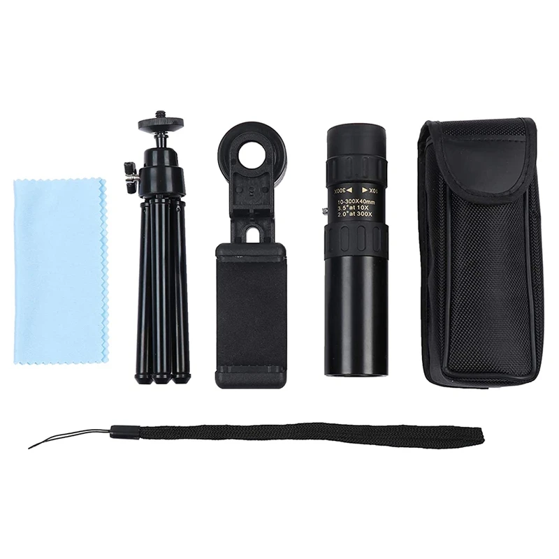 

4K 10-300x40MM Monocular Telescope Portable Zoom Monocular Binoculars Light Night Vision for Hunting Camping