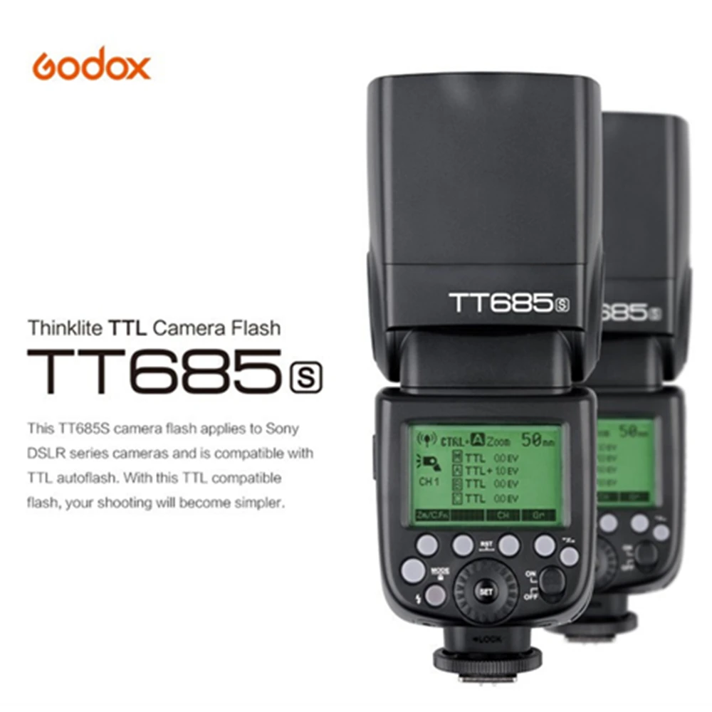 Беспроводная вспышка Godox TT685S 2 4G HSS 1/8000 с TTL GN60 триггер для Sony A77II A7RII A7R A58 A9 A99 A6300 A6500 |