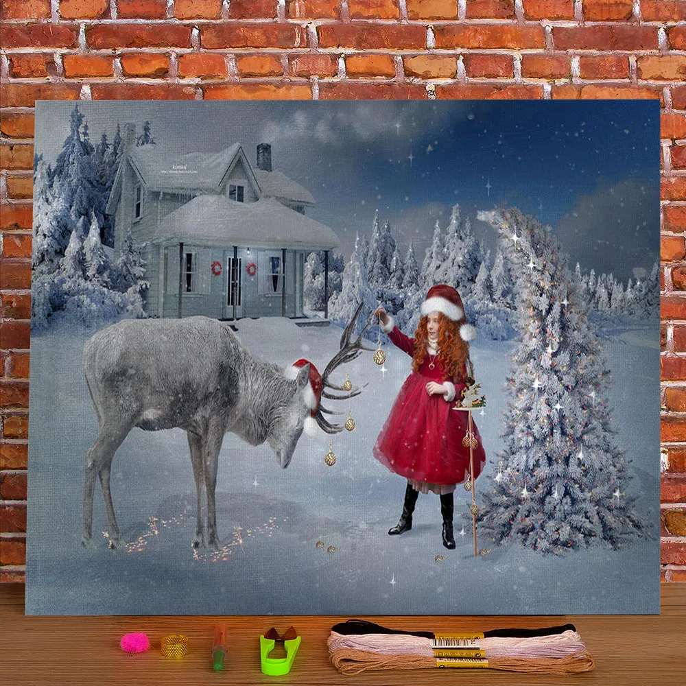 

Christmas Tree Pre-Printed 11CT Cross-Stitch Embroidery Set DMC Threads Hobby Handmade Craft Handiwork Sales Counted