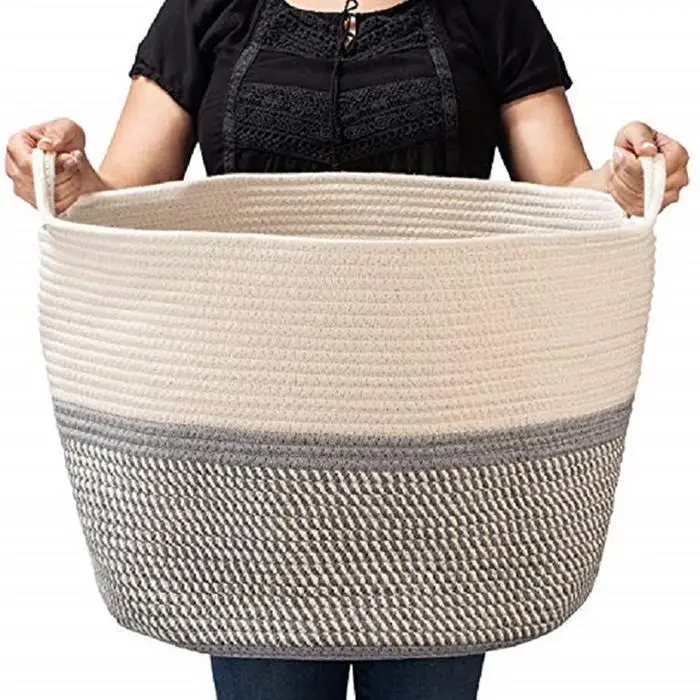 Multi-function Large Cotton Rope Woven Storage Basket for Clothes Toys | Дом и сад