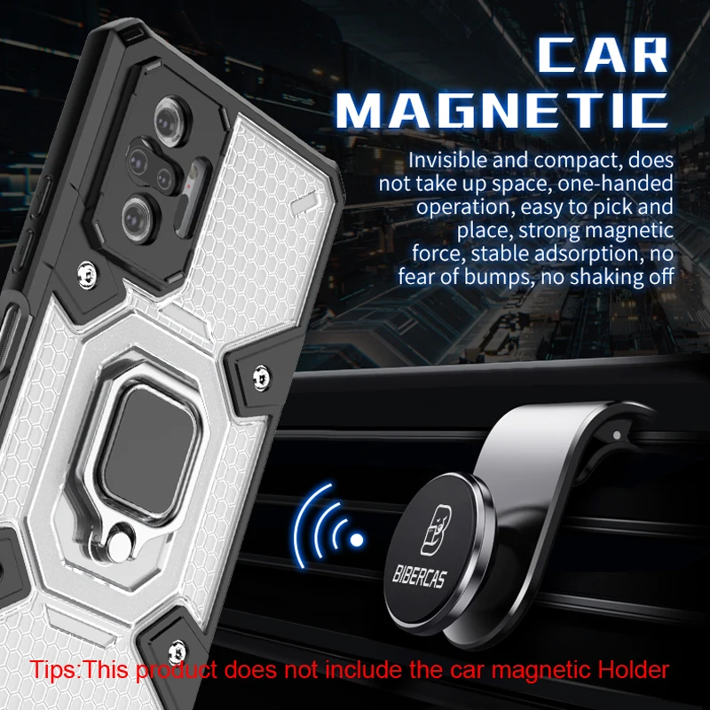 KEYSION Shockproof Case for Redmi Note 10 Pro 10 5G 10S Transparent Ring Stand Phone Cover for Redmi Note 9 Pro 9S 9T 9A 8 K40