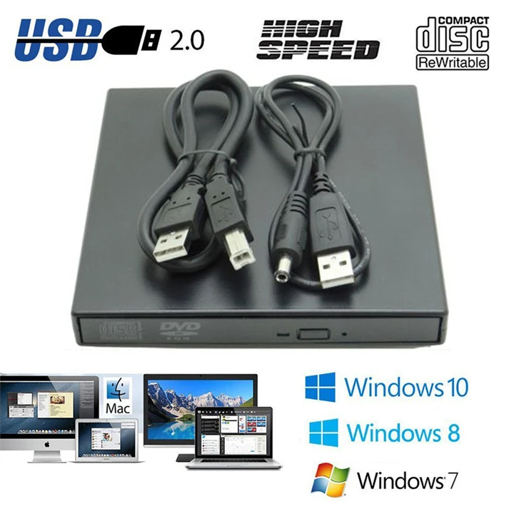 YiYaYo USB 2,0 CD RW горелки оптический привод Внешний DVD комбо CD/DVD rom плеер портативный для ноутбука компьютер Windows 7/8