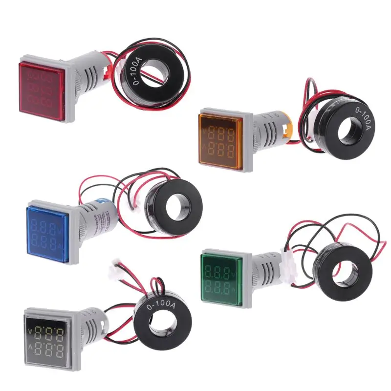 

New Square LED Digital Dual Display Voltmeter & Ammeter Voltage Gauge Current Meter AC 60-500V 0-100A