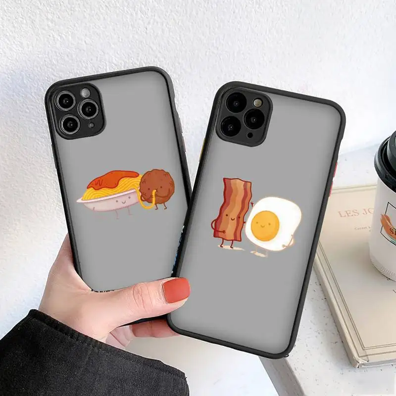 

Best Friend Couple Food Bacon And Egg Milk Cookie Phone Case For iphone 13 12 11 8 7 plus mini x xs xr pro max matte transparent