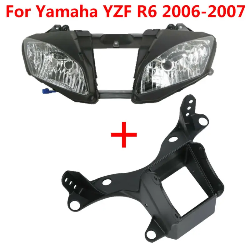 Передняя фара мотоцикла и верхняя обтекаемая подставка для Yamaha YZF R6 YZFR6 2006 2007| |