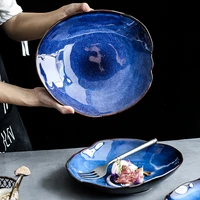 nordic ceramic food dish plate household pottery irregular dish salad platter dish dinnerware