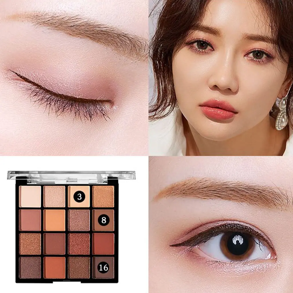 Eyeshadow Palette Earth Color 16 Eye Cosmetic Waterproof Make up Board Easy to Blend Shadow Powder Glitter Highlighter |