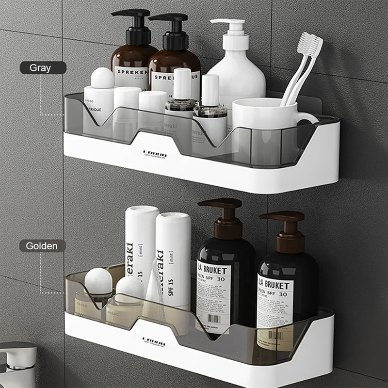 

Wall-Mounted Non-Perforated Kitchen And Bathroom Supplies Shelf Can Drain Cosmetic Storage Rack Furniture Essential